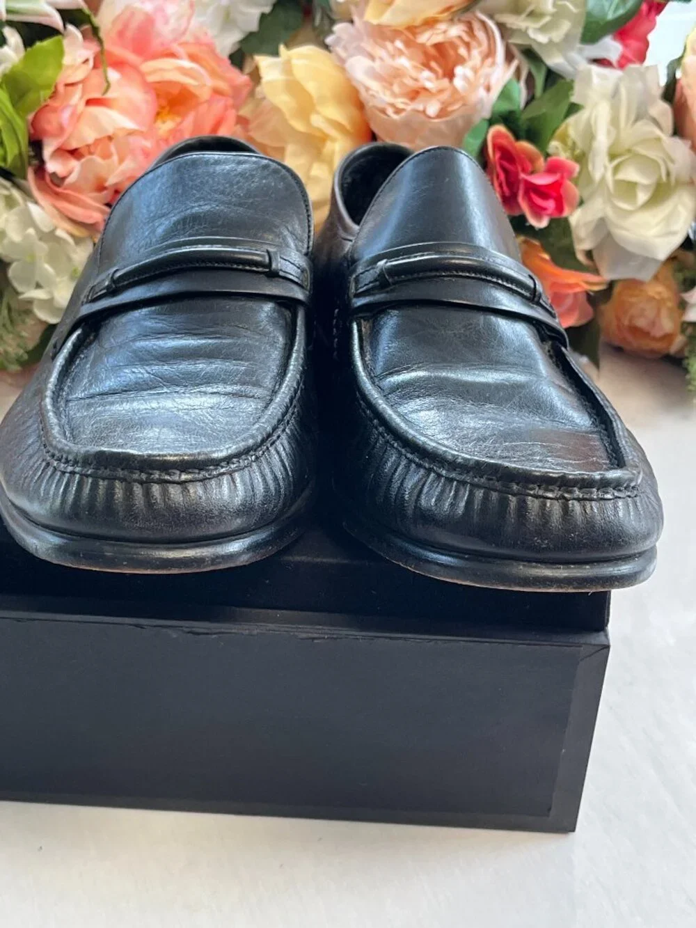 Florsheim Como Black Leather Moc Toe Strap Loafers Men’s 11 D